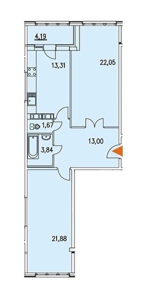 Двухкомнатная квартира в : площадь 77.81 м2 , этаж: 4 – купить в Санкт-Петербурге